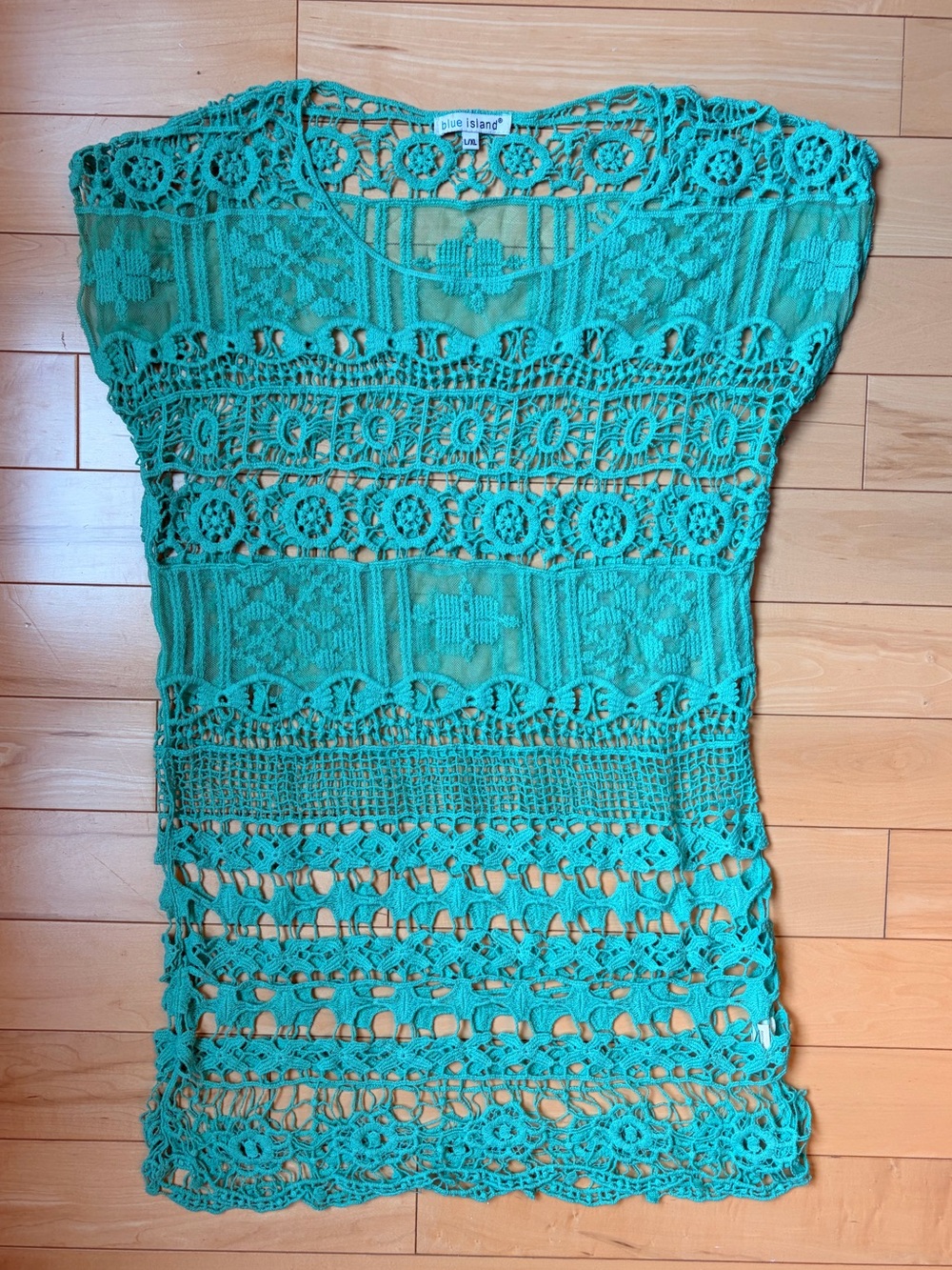 blue island Crochet Swim Coverup